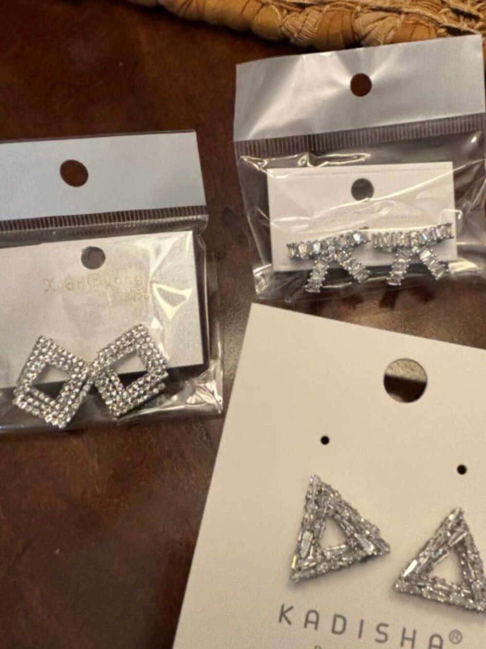 Set of 3 CZ earrings on rhodium